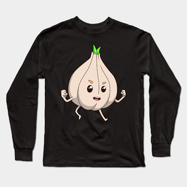 Cartoon garlic Long Sleeve T-Shirt by Modern Medieval Design